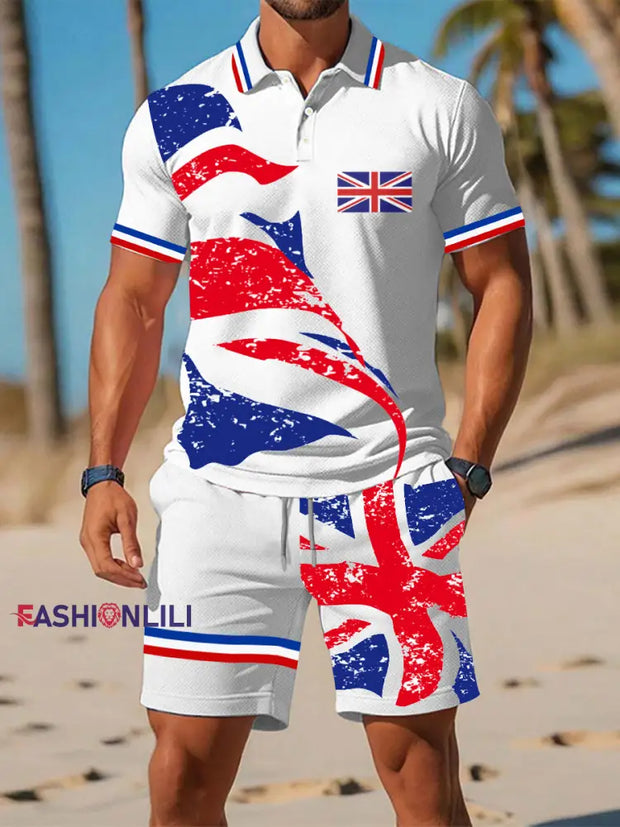 Men’s Union Jack Print Resort Suit White / S