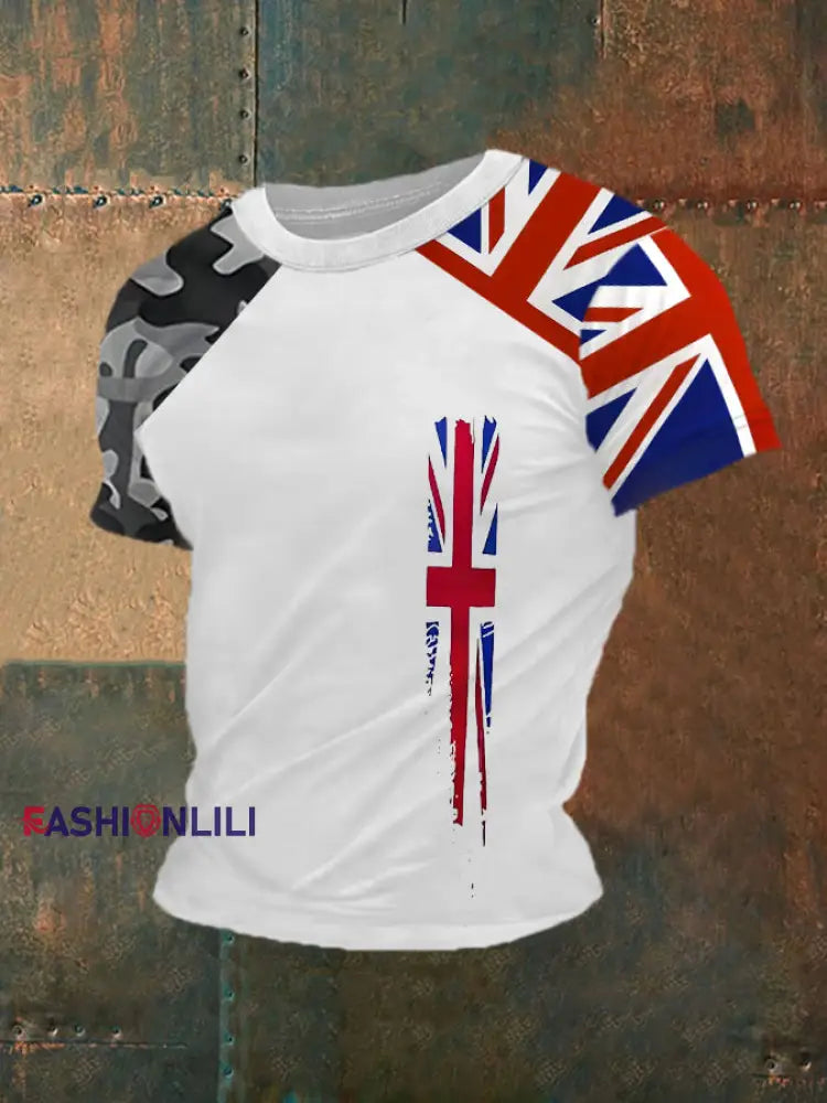 Men’s Union Jack Printed Casual T-shirt White / S