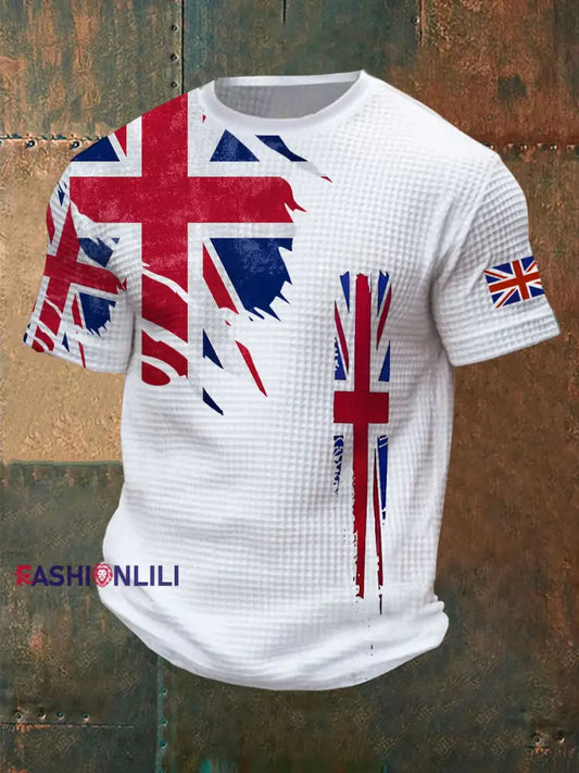 Men’s Union Jack Waffle Print T-Shirt White / S