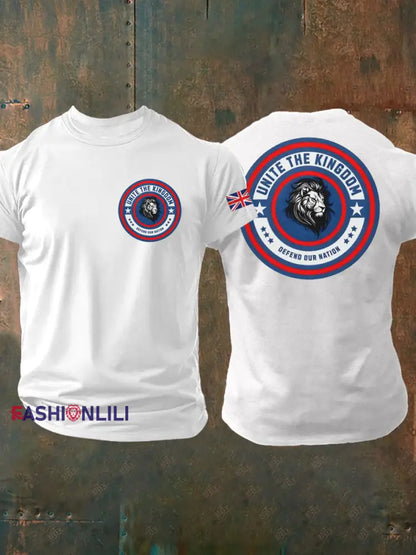 Men’s Unite The Kingdom Defend Or Nation Printed imitation cotton short-sleeved T-shirt White / S