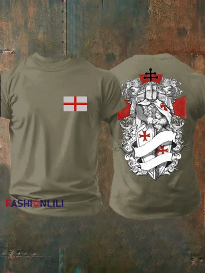 Men’s United Kingdom England imitation cotton short-sleeved T-shirt Army Green / S