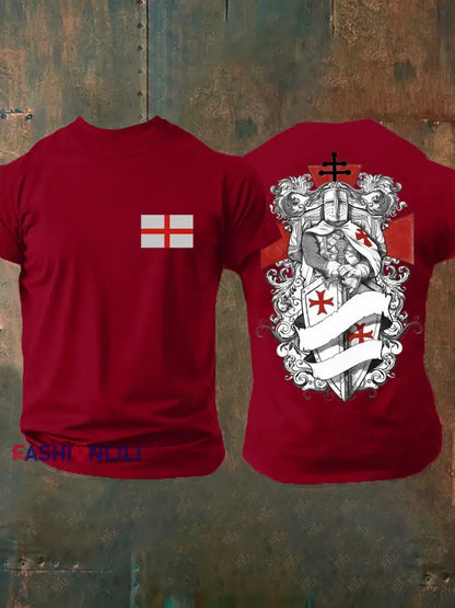 Men’s United Kingdom England imitation cotton short-sleeved T-shirt Deep Red / S