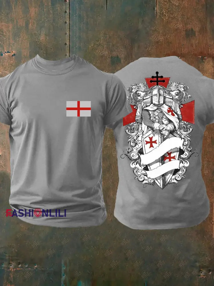 Men’s United Kingdom England imitation cotton short-sleeved T-shirt Light Gray / S
