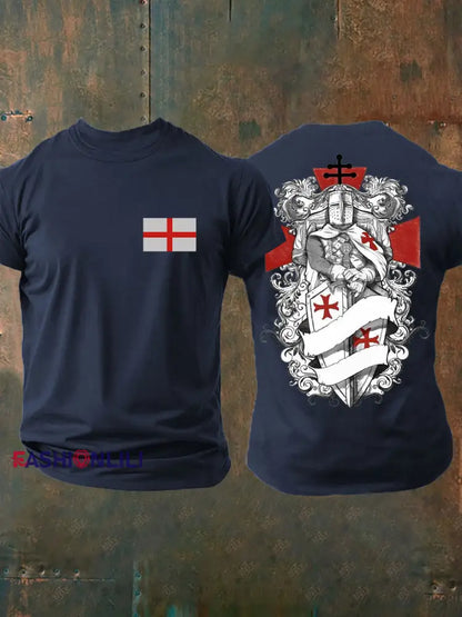 Men’s United Kingdom England imitation cotton short-sleeved T-shirt Navy Blue / S