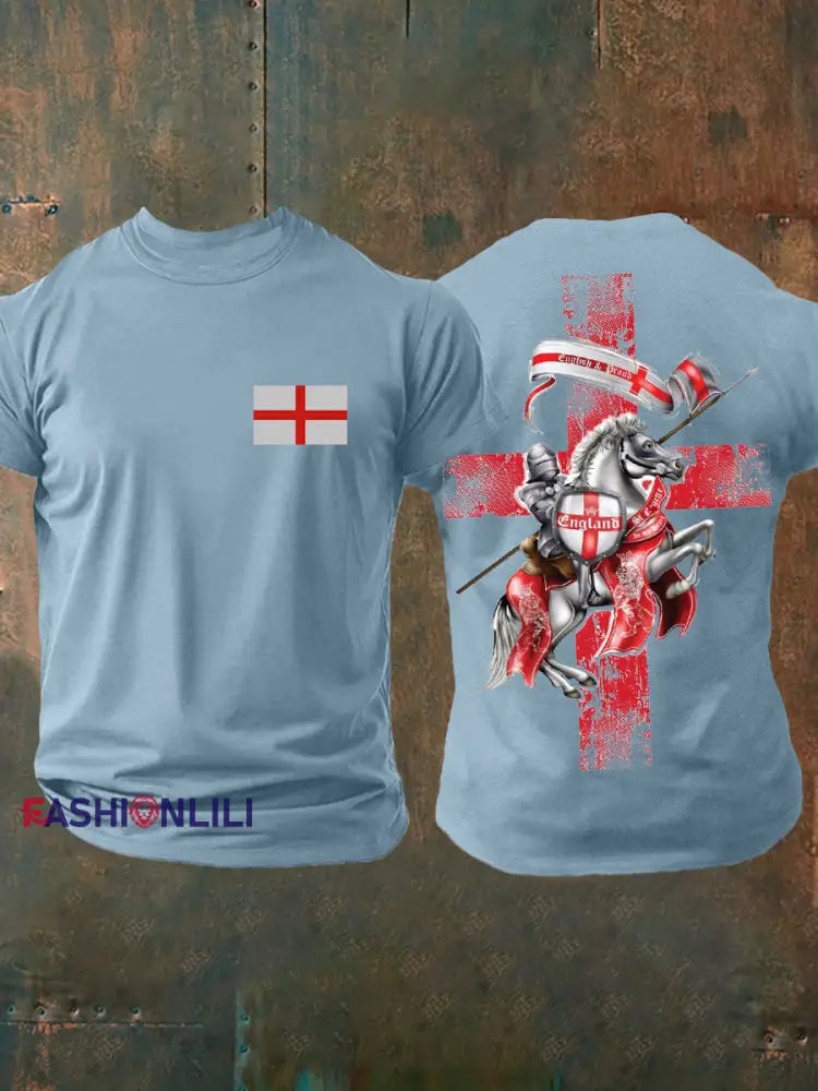 Men’s United Kingdom England imitation cotton short-sleeved T-shirt Sky Blue / S
