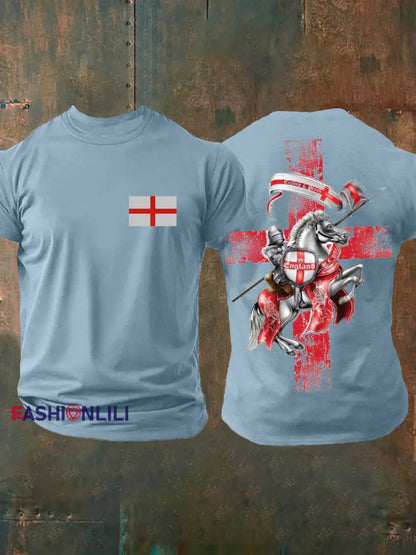Men’s United Kingdom England imitation cotton short-sleeved T-shirt Sky Blue / S
