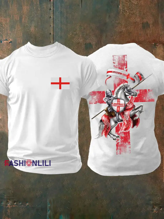 Men’s United Kingdom England imitation cotton short-sleeved T-shirt White / S