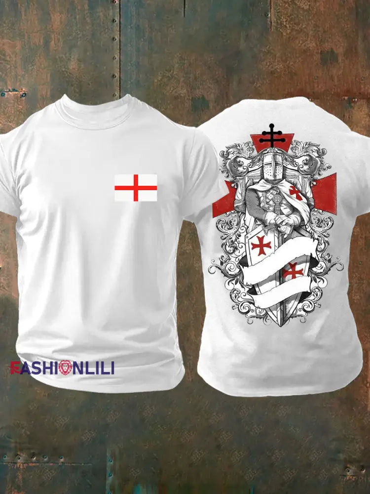 Men’s United Kingdom England imitation cotton short-sleeved T-shirt White / S