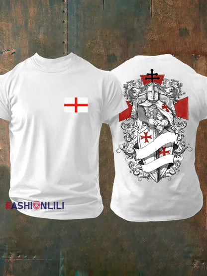 Men’s United Kingdom England imitation cotton short-sleeved T-shirt White / S