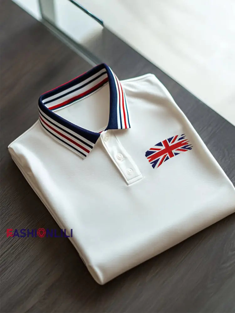 Men’s United Kingdom Flag Business Style Short Sleeve T-Shirt White / S