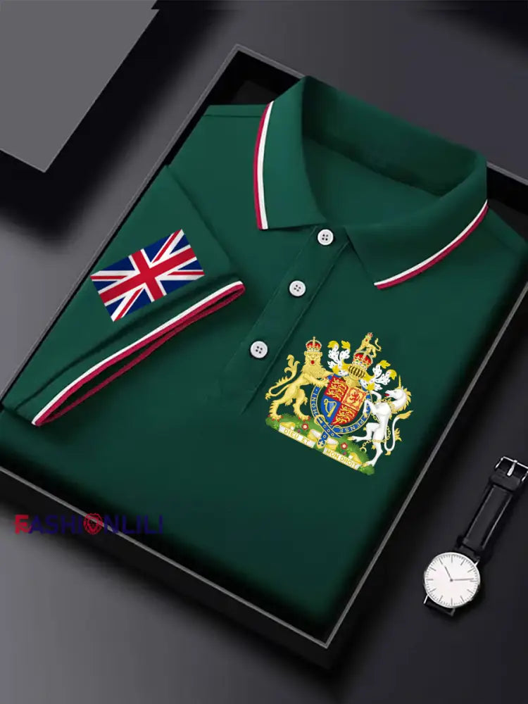 Men’s United Kingdom Print Short Sleeve Shirt Dark Green / S