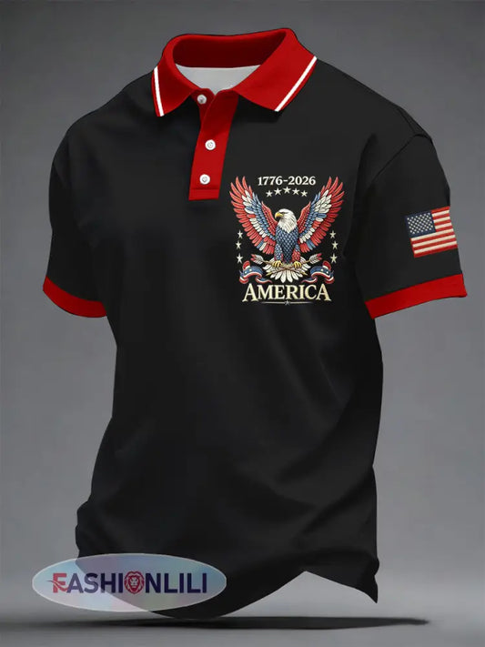 Men’s USA 1776-2026 Printed Casual Top - Black / S