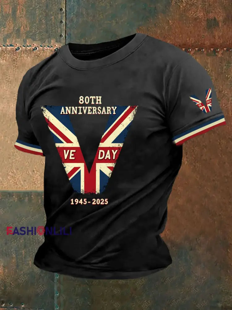 Men’s VE Day 80th Print T-shirt Black / S