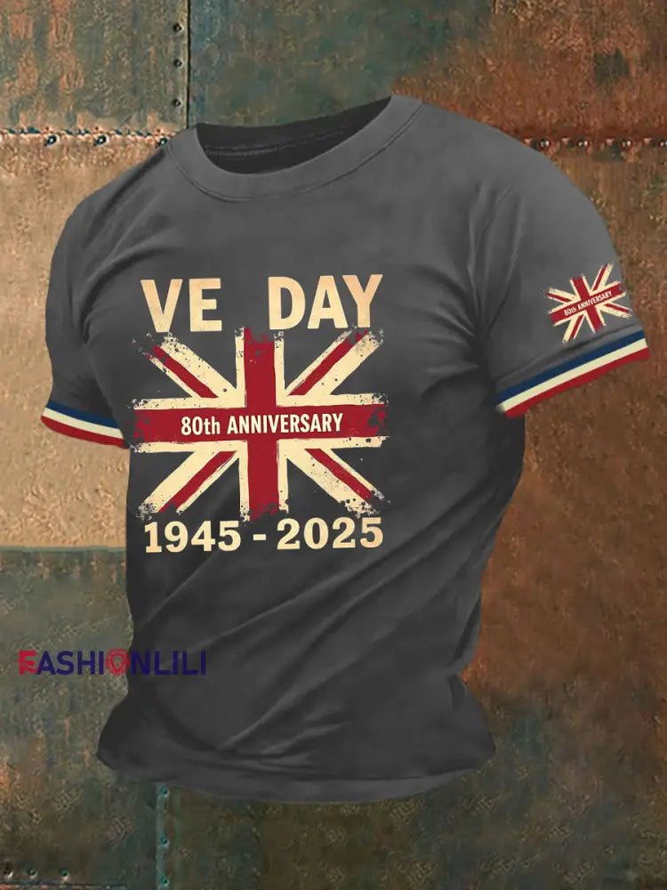 Men’s VE Day 80th Print T-shirt Dark Gray / S