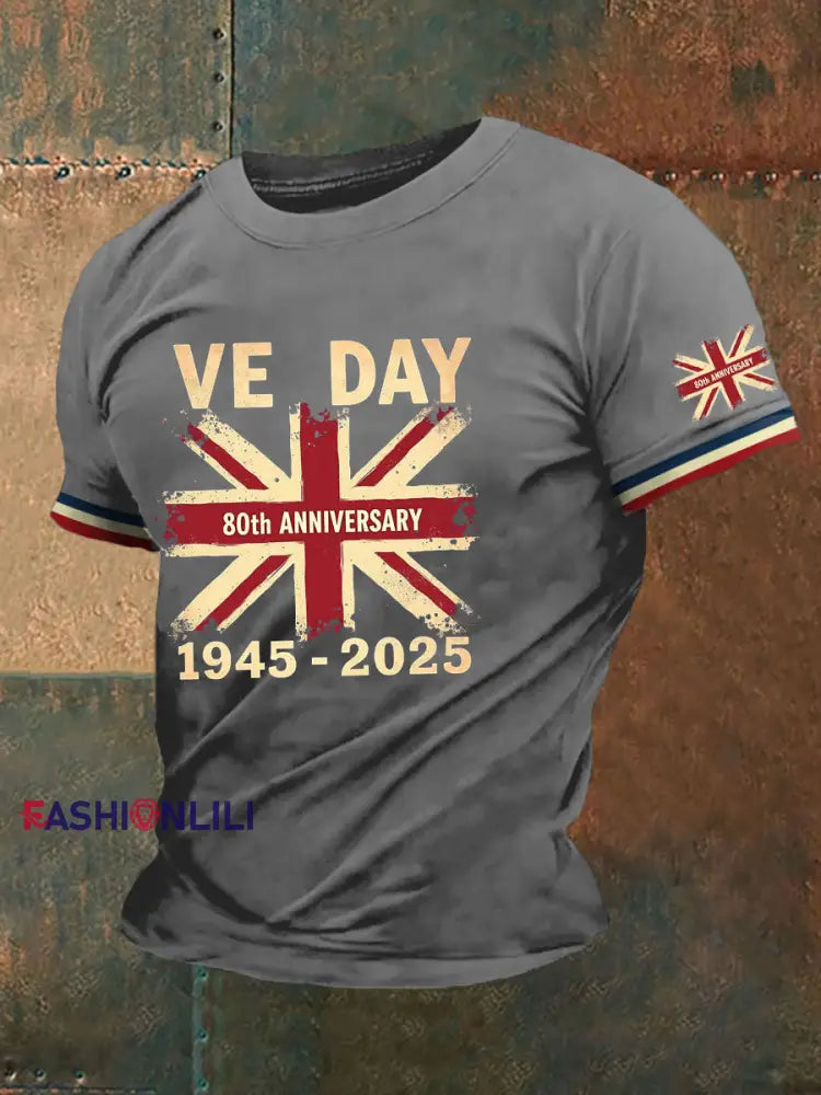 Men’s VE Day 80th Print T-shirt Light Gray / S