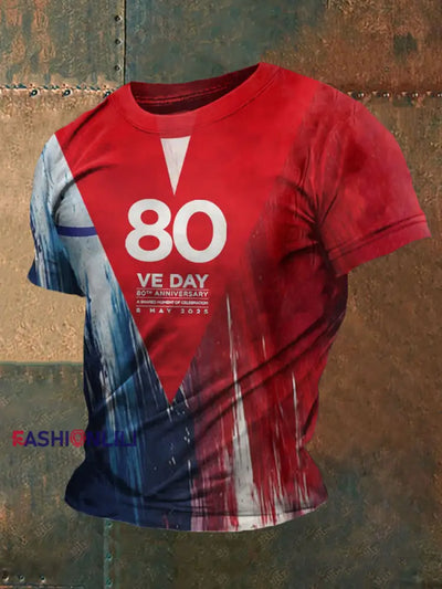 Men’s VE Day 80th Print T-shirt Red / S