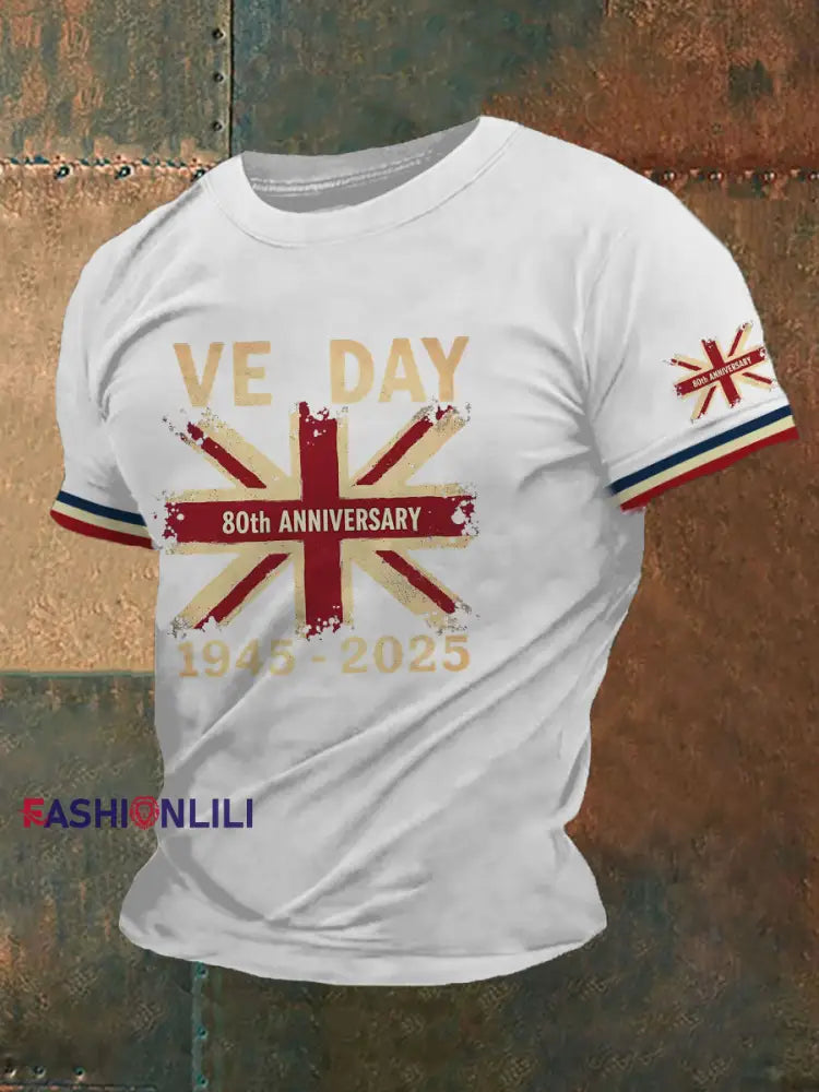 Men’s VE Day 80th Print T-shirt White / S
