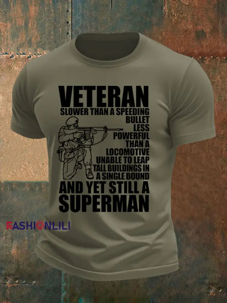Men’s Veteran imitation cotton short sleeved T shirt Army Green / S