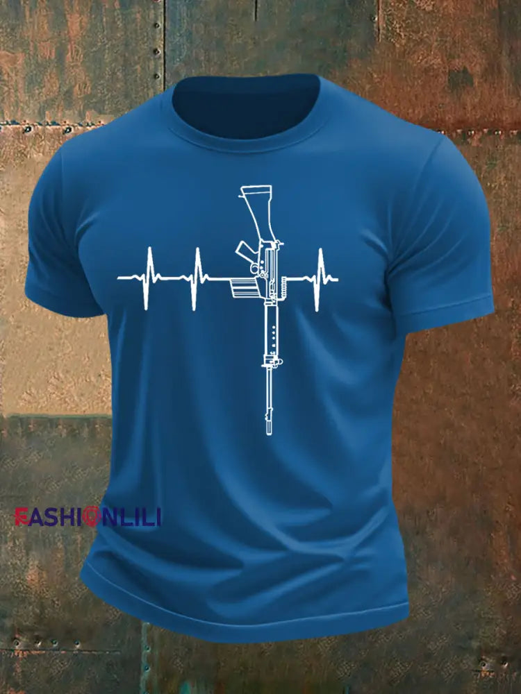 Men’s Veteran imitation cotton short sleeved T shirt Blue / S