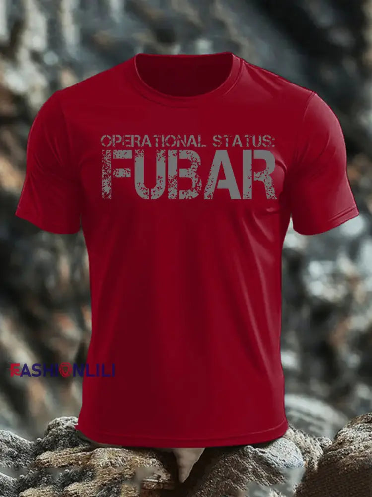 Men’s Veteran imitation cotton short sleeved T shirt Deep Red / S