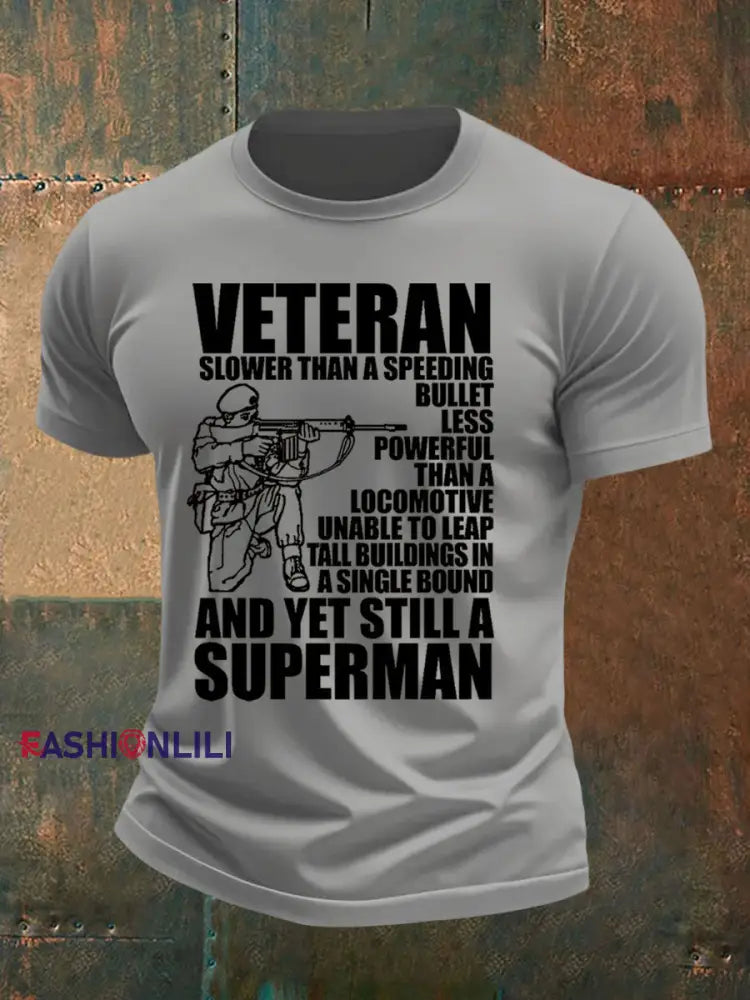 Men’s Veteran imitation cotton short sleeved T shirt Light Gray / S