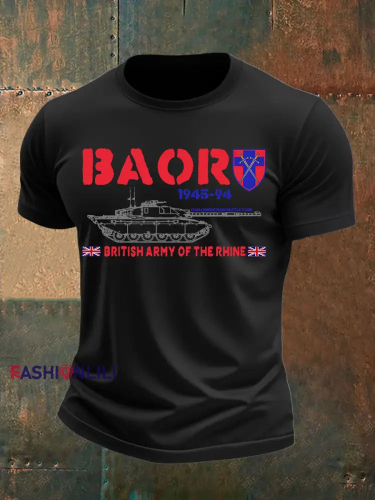 Men’s Veterans British Army imitation cotton short sleeved T shirt Black / S
