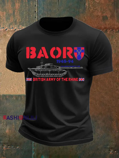 Men’s Veterans British Army imitation cotton short sleeved T shirt Black / S