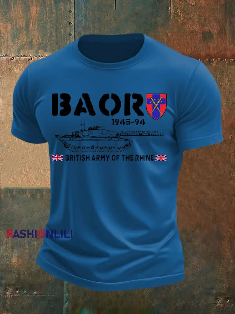 Men’s Veterans British Army imitation cotton short sleeved T shirt Blue / S