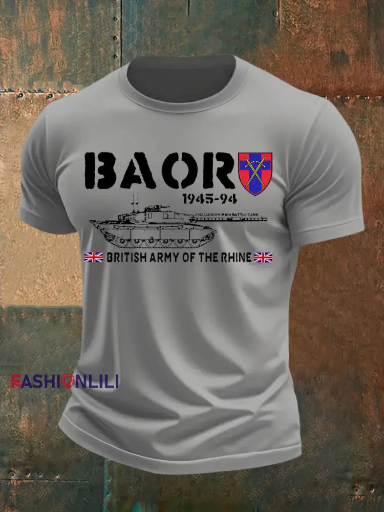 Men’s Veterans British Army imitation cotton short sleeved T shirt Light Gray / S