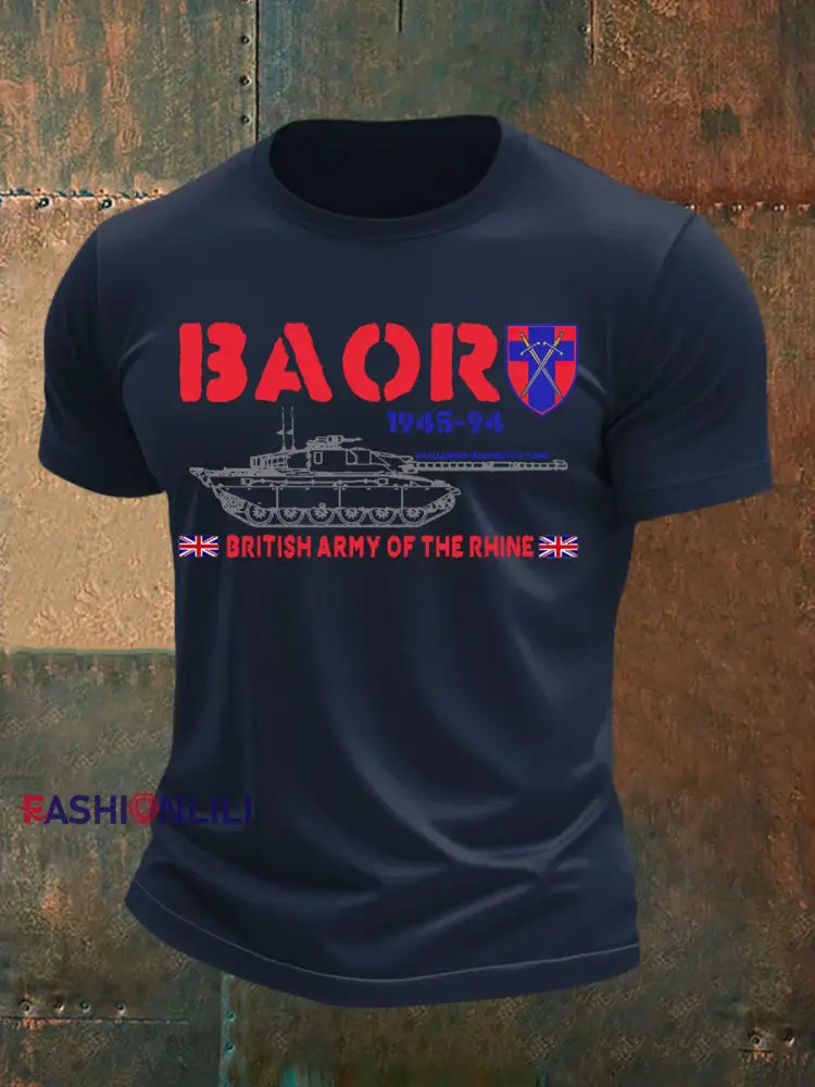 Men’s Veterans British Army imitation cotton short sleeved T shirt Navy Blue / S
