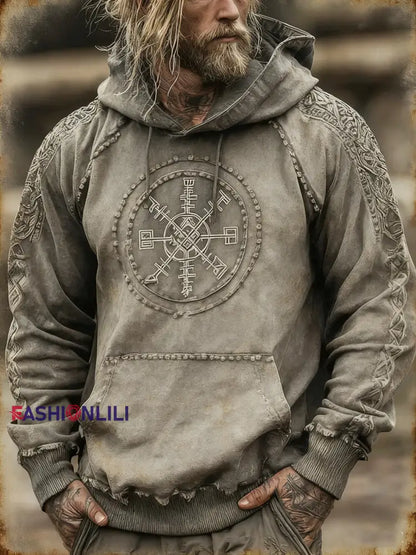 Men’s Viking Hooded Sweatshirt Light Gray / S
