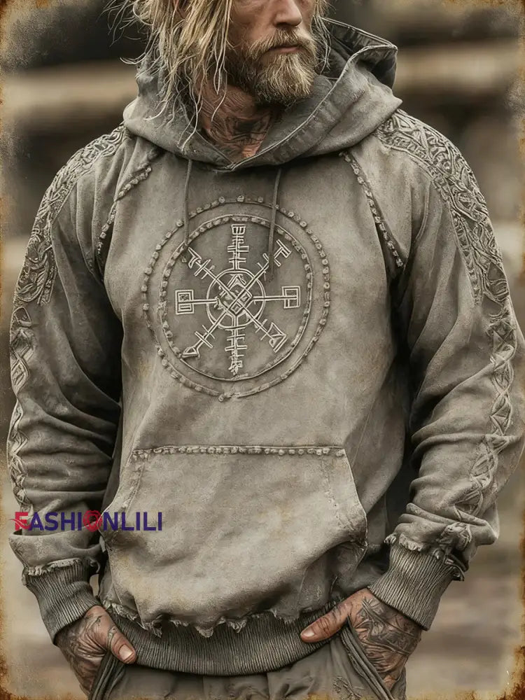 Men’s Viking Hooded Sweatshirt Light Gray / S