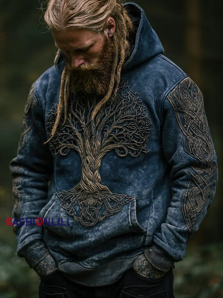 Men’s Viking Hooded Sweatshirt Navy Blue / S
