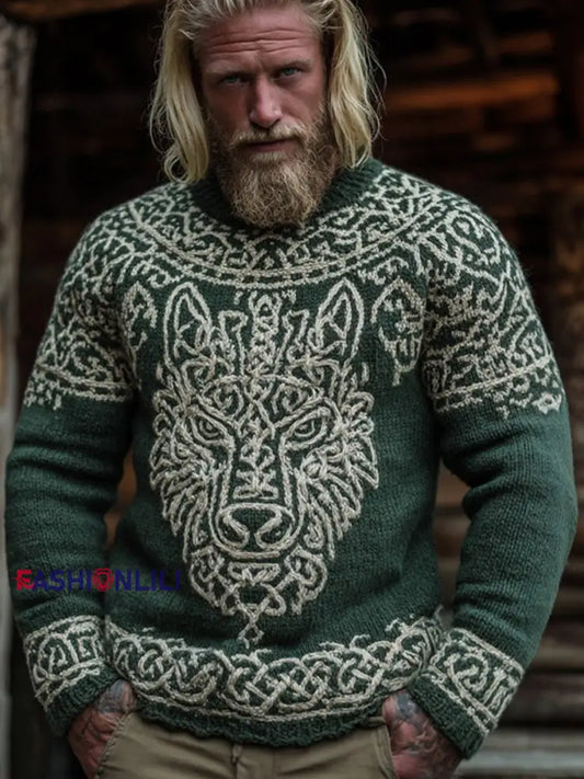 Men’s Viking-style sweater Green / S