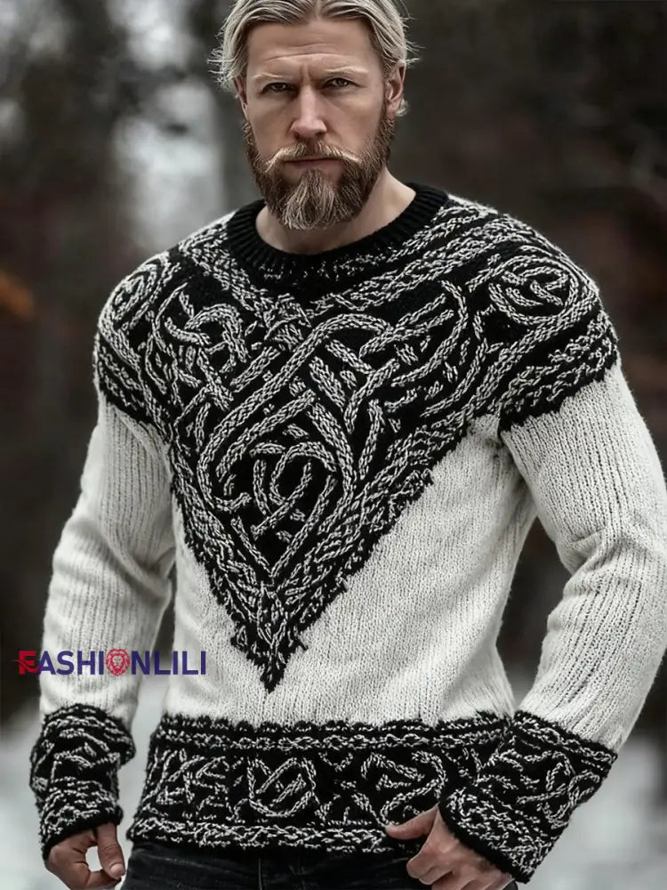 Men’s Viking Sweatshirt Black And White / S