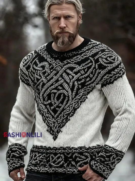 Men’s Viking Sweatshirt Black And White / S