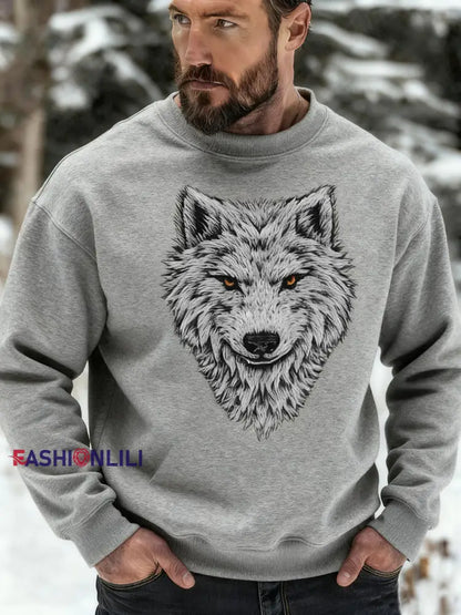 Men’s Viking Wolf Sweatshirt Light Gray / S