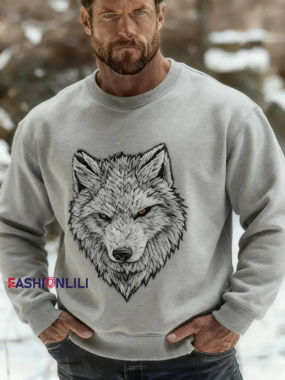 Men’s Viking Wolf Sweatshirt Light Gray / S