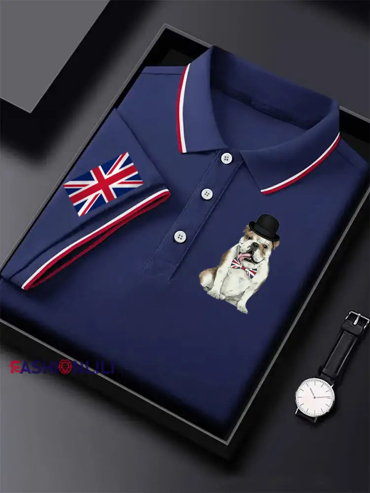 Men’s Vintage British Bulldog Casual Shirt Dark Blue / S