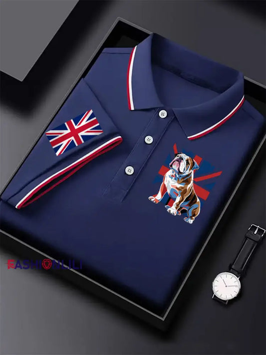Men’s Vintage British Bulldog Casual Shirt Dark Blue / S