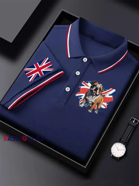 Men’s Vintage British Bulldog Casual Shirt Dark Blue / S