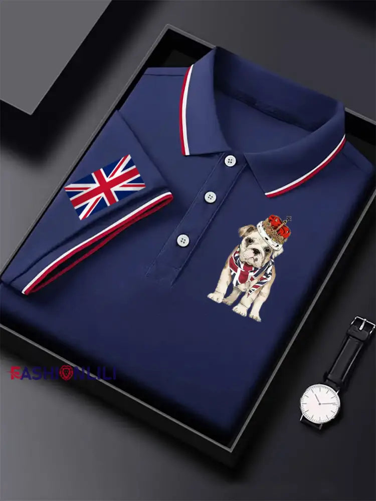 Men’s Vintage British Bulldog Casual Shirt Dark Blue / S