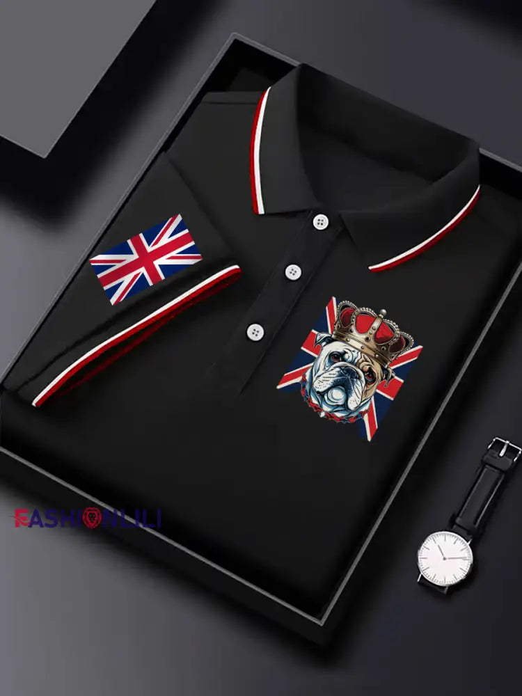 Men’s Vintage British Bulldog Crown Casual Shirt Black / S