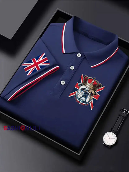 Men’s Vintage British Bulldog Crown Casual Shirt Dark Blue / S