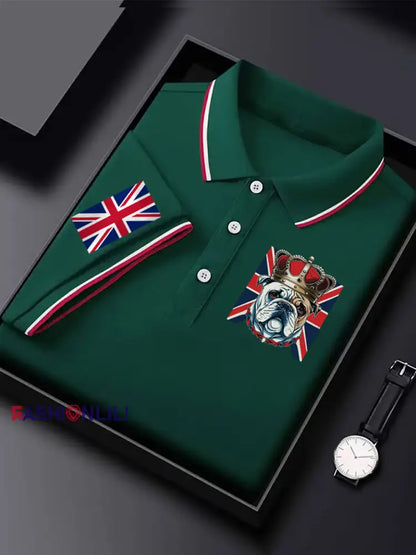 Men’s Vintage British Bulldog Crown Casual Shirt Dark Green / S