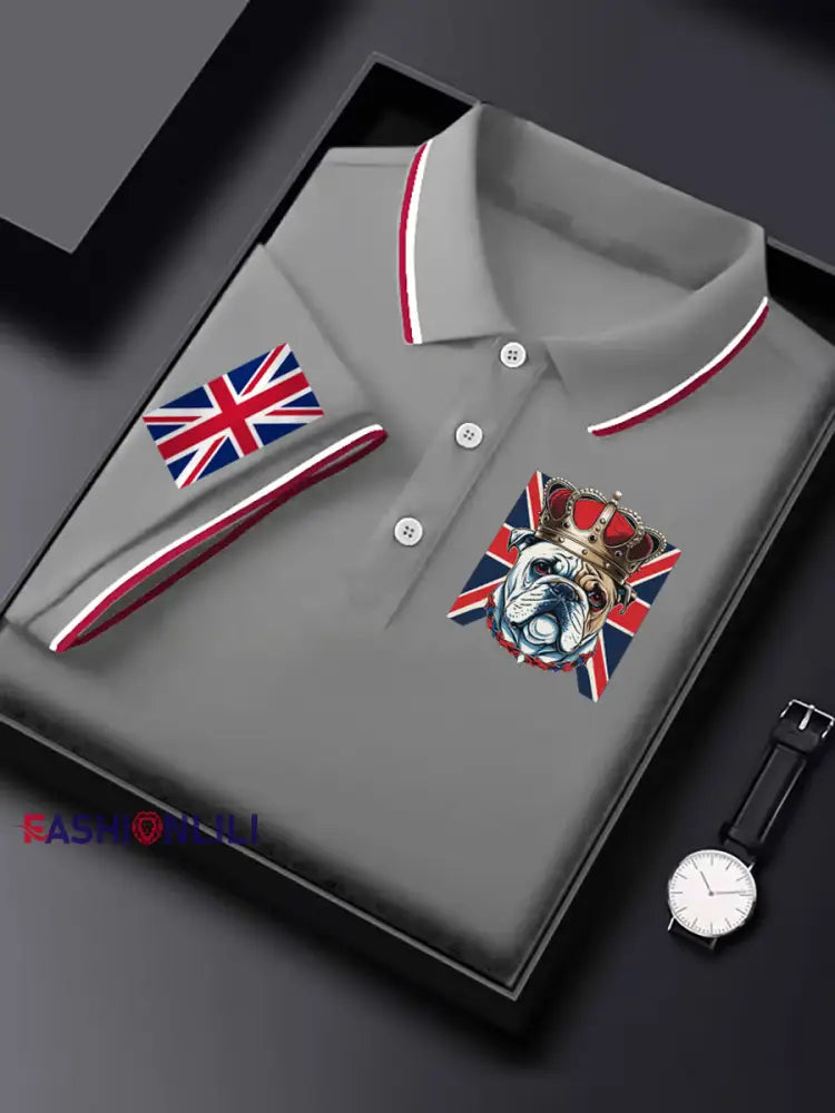 Men’s Vintage British Bulldog Crown Casual Shirt Gray / S