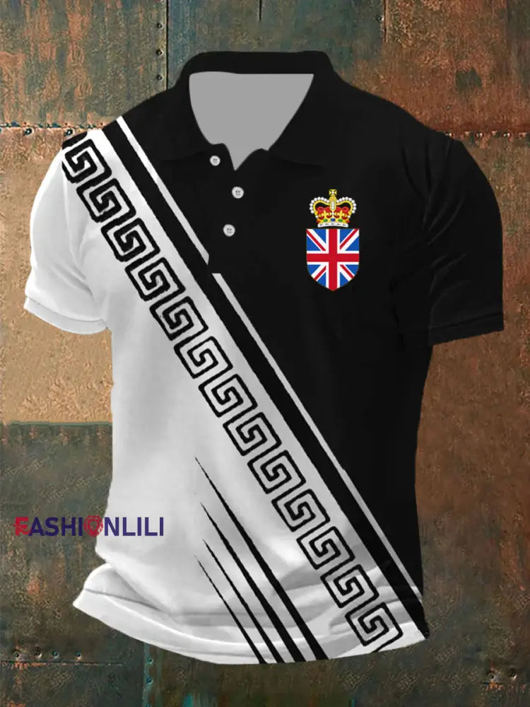 Men’s Vintage British Crown Casual Shirt Black / S
