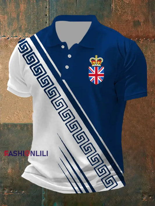 Men’s Vintage British Crown Casual Shirt Blue / S
