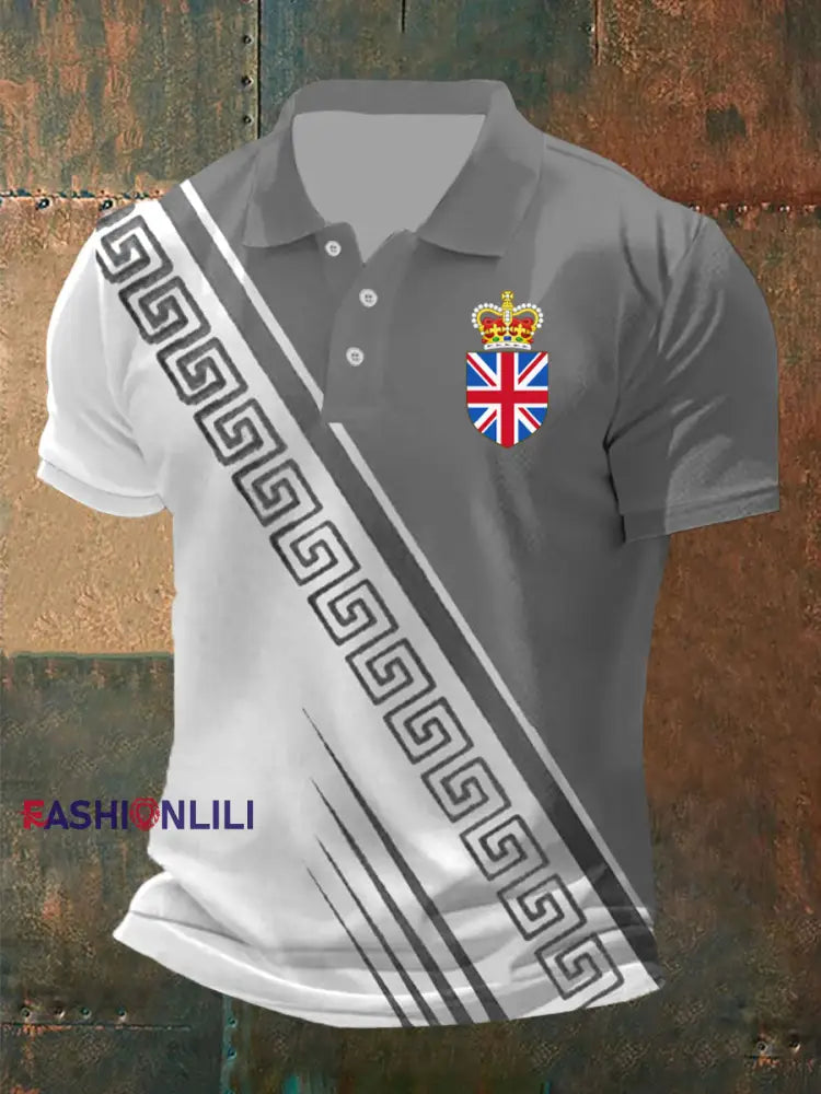 Men’s Vintage British Crown Casual Shirt Gray / S