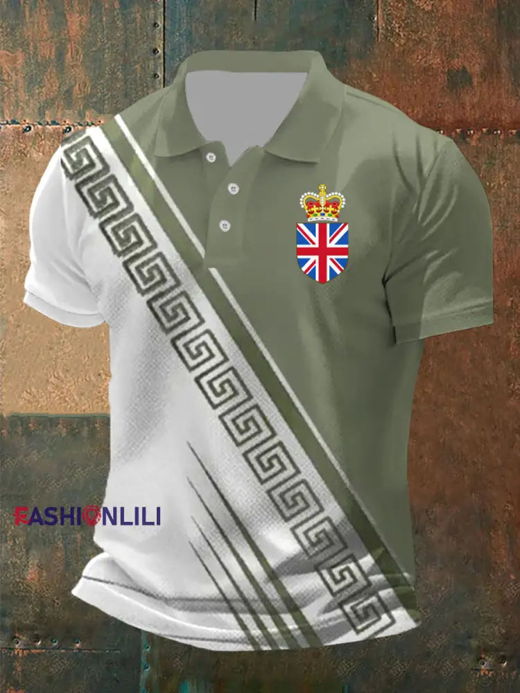 Men’s Vintage British Crown Casual Shirt Green / S